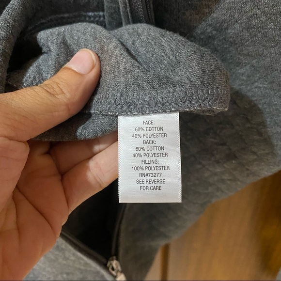 Croft & Barrow: Quilted Heather Grey Full Zip Up Loungewear Jacket Coat Medium - Picture 7 of 12